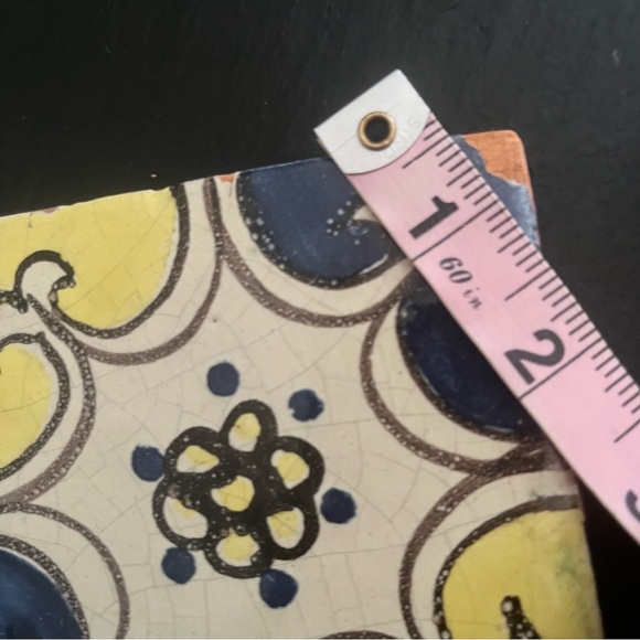 Mexican Hand Painted Terra-Cotta Talavera Vintage Tiles Set of 4 - Picture 11 of 15